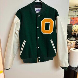 University of Oregon Ducks - Vintage Varsity Jacket - Leather Sleeves -Sm